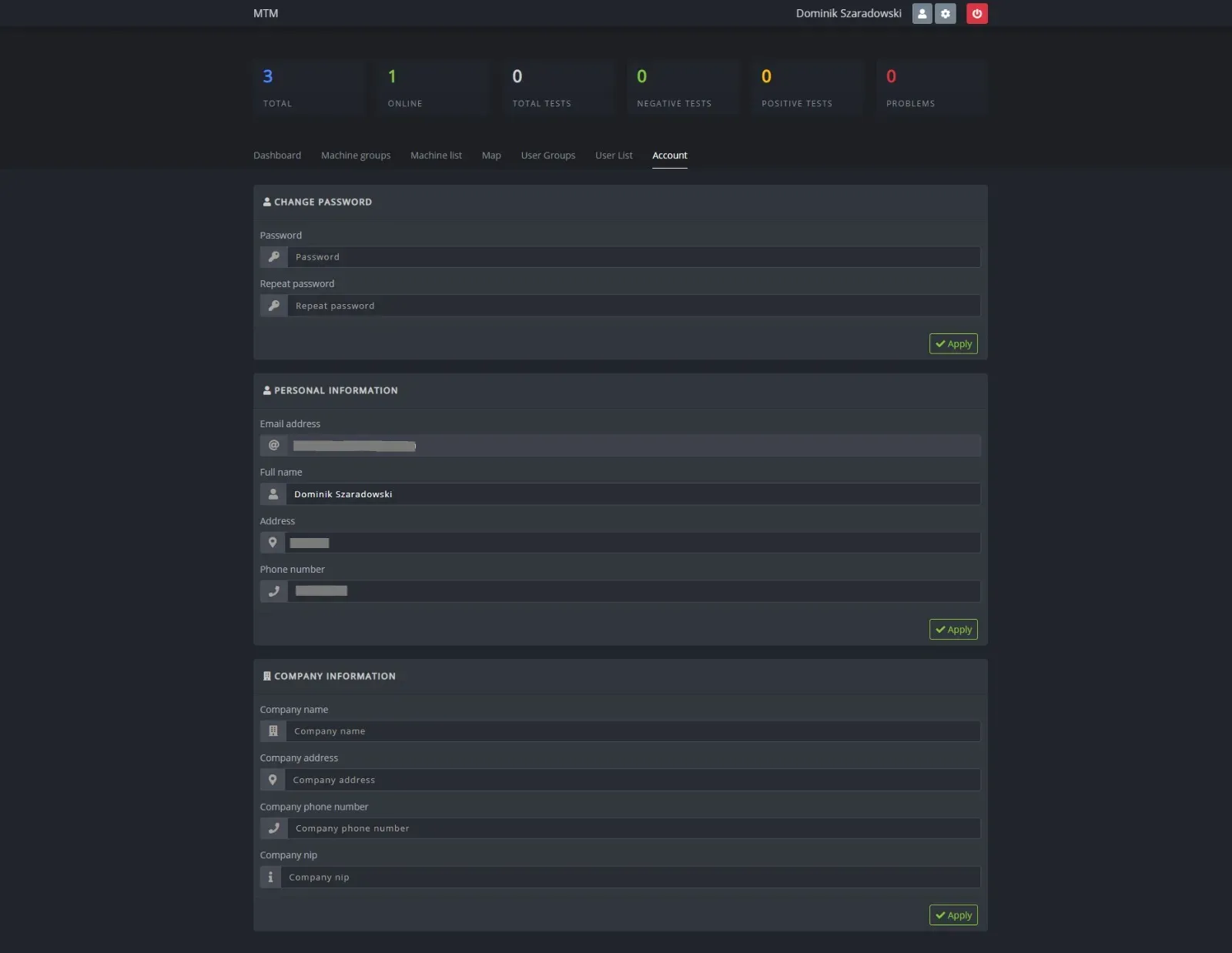 Panel administracyjny z listą użytkowników i administratorów