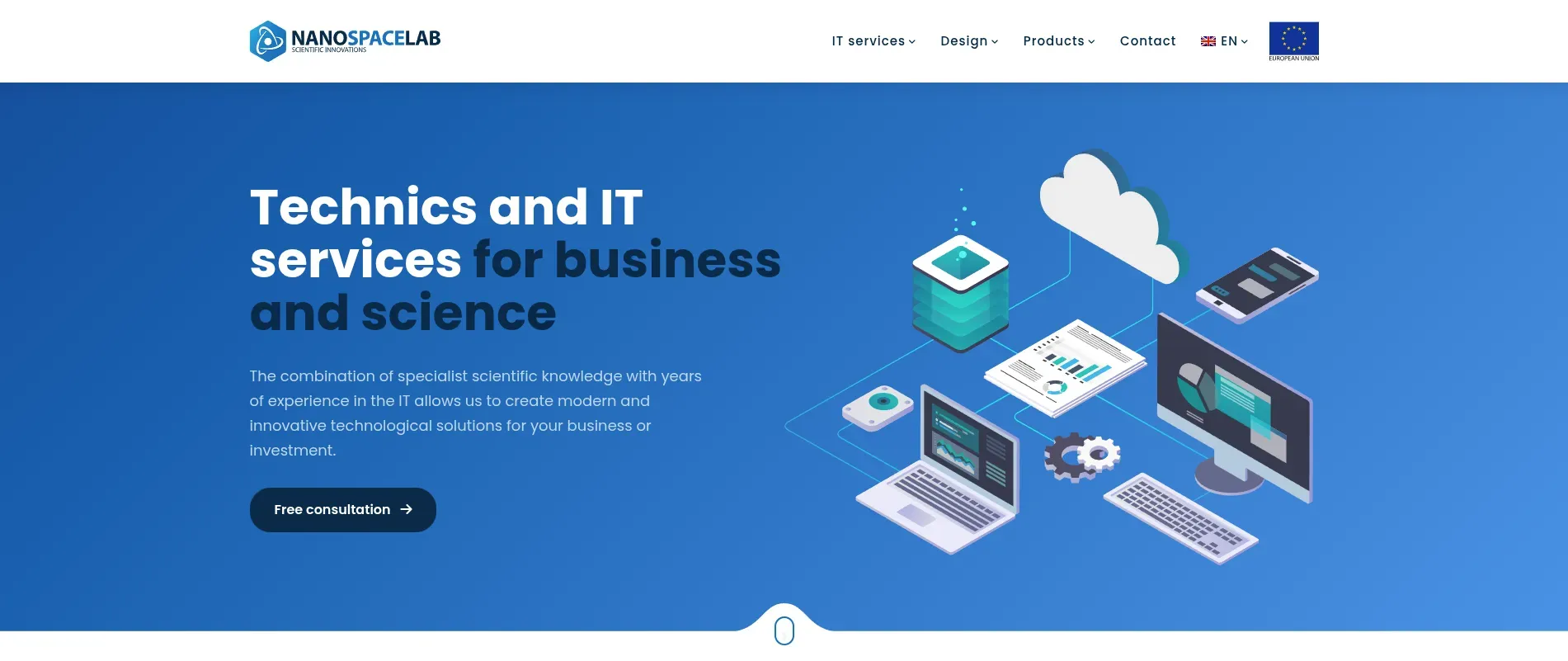 Promotional graphic for IT and science services