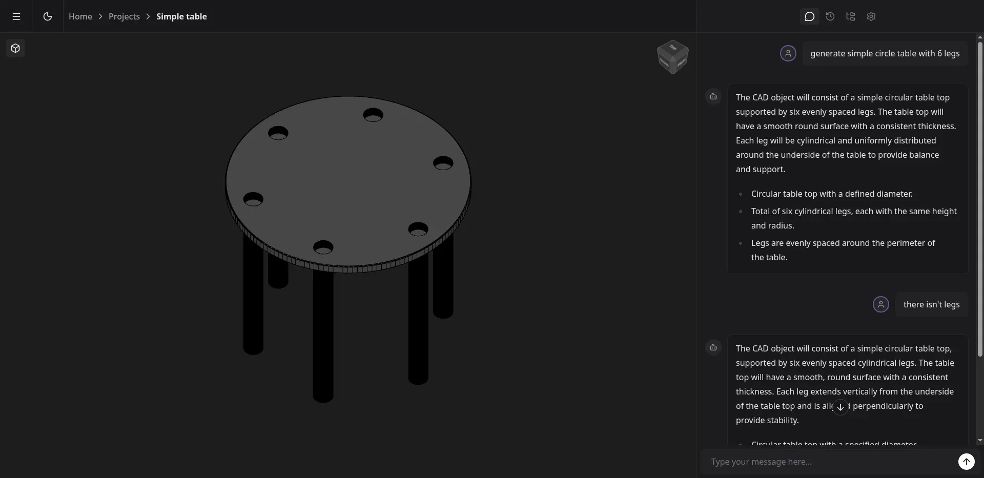 A table on six legs with holes drilled through the top instead of just mount points