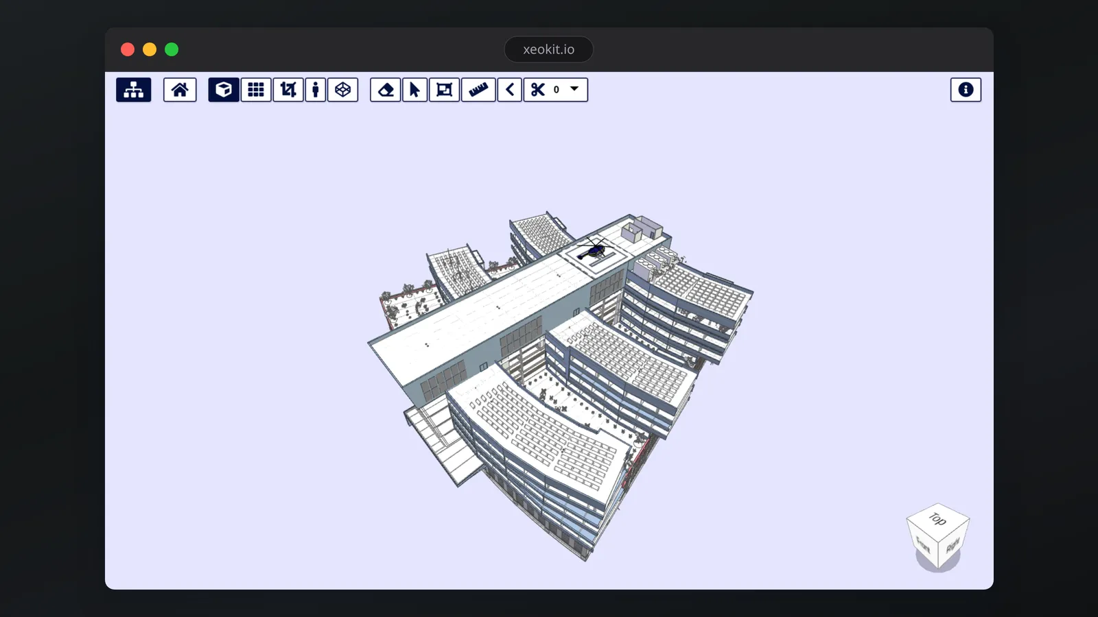 Cover image of the xeokit SDK project, a browser-framed screenshot of the BIM viewer with an interactive 3D building model